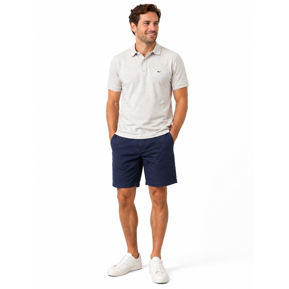 Vineyard Vines Mens Edgartown Polo Shirt Light Gray Heather Short Sleeve Medium